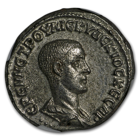 Roman BI Tetradrachm Herennius Etruscus (251 AD) AU NGC Roman BI Tetradrachm Herennius Etruscus (251 AD) AU NGC